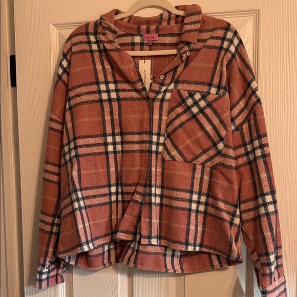 miami Jackets & Blazers - Miami Pink and Cream Plaid Shirt